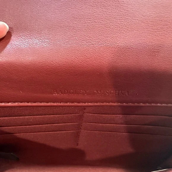 Badgley Mischka Quilted Crossbody Bag Designer Purse with Studs; Color - Wine - Picture 6 of 7